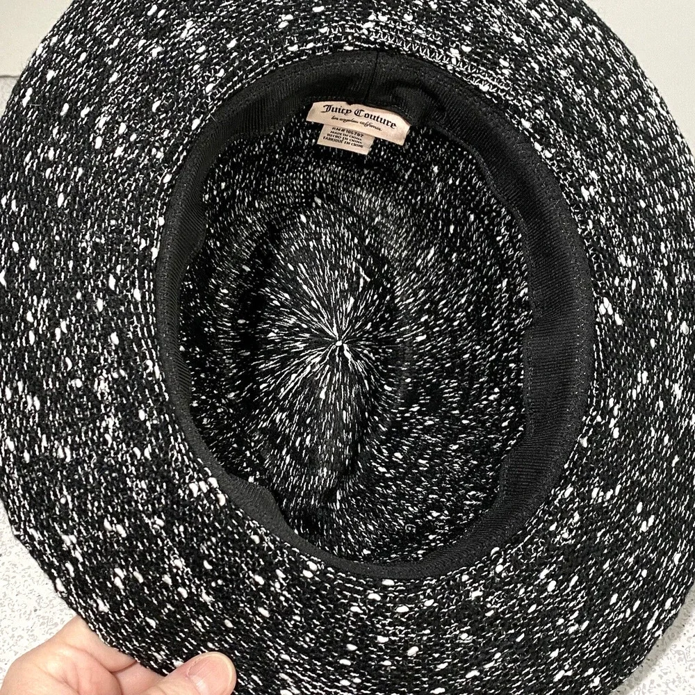 Juicy Couture Ladies Black & White Texture Fedora Hat Stylish Fashion Statement